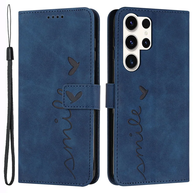 For Samsung Galaxy S24 Ultra Cell Phone Case Skin-touch Leather Wallet Protective Cover - Sapphire