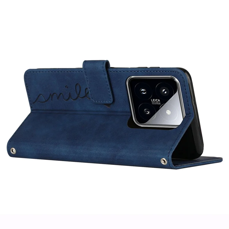For Xiaomi 14 Cell Phone Case Heart Shape Imprinted PU Leather Stand Cover - Sapphire