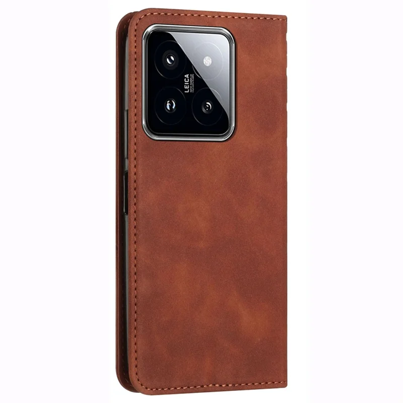 For Xiaomi 14 Pro Cell Phone Case Imprinted Pattern Skin-touch Wallet Leather Phone Shell - Brown
