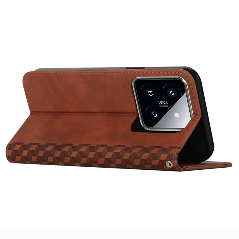 For Xiaomi 14 Pro Cell Phone Case Imprinted Pattern Skin-touch Wallet Leather Phone Shell - Brown