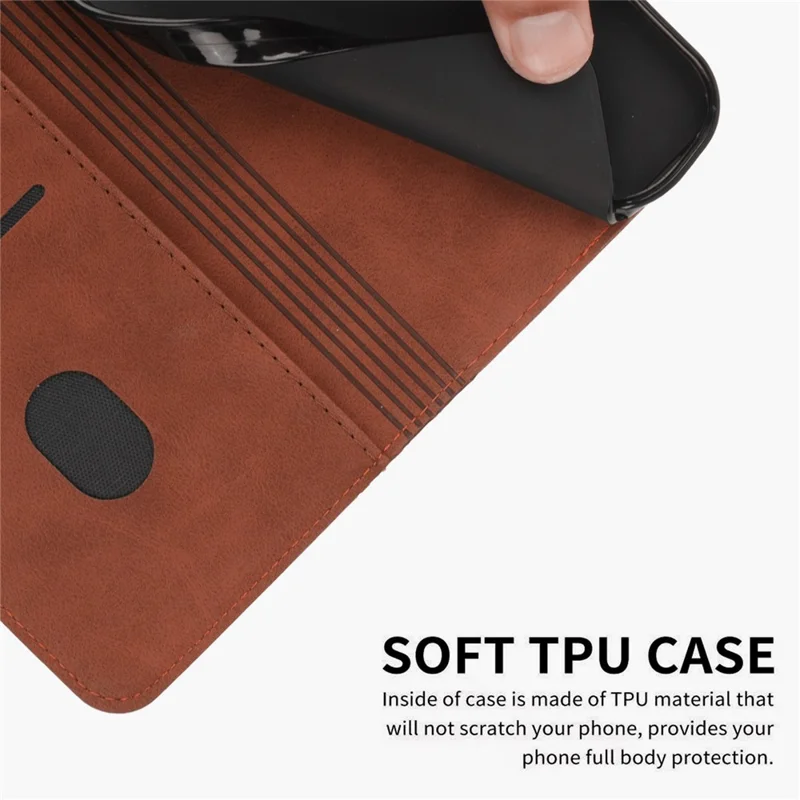 For Xiaomi 14 Pro Cell Phone Case Imprinted Pattern Skin-touch Wallet Leather Phone Shell - Brown