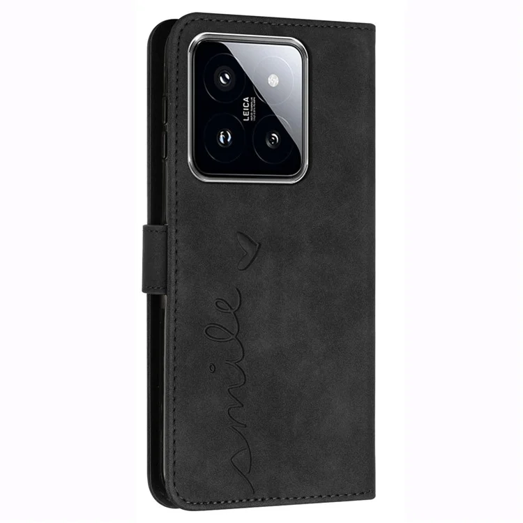 For Xiaomi 14 Pro Cell Phone Case Leather Drop-proof Cover with Wallet Stand - Black