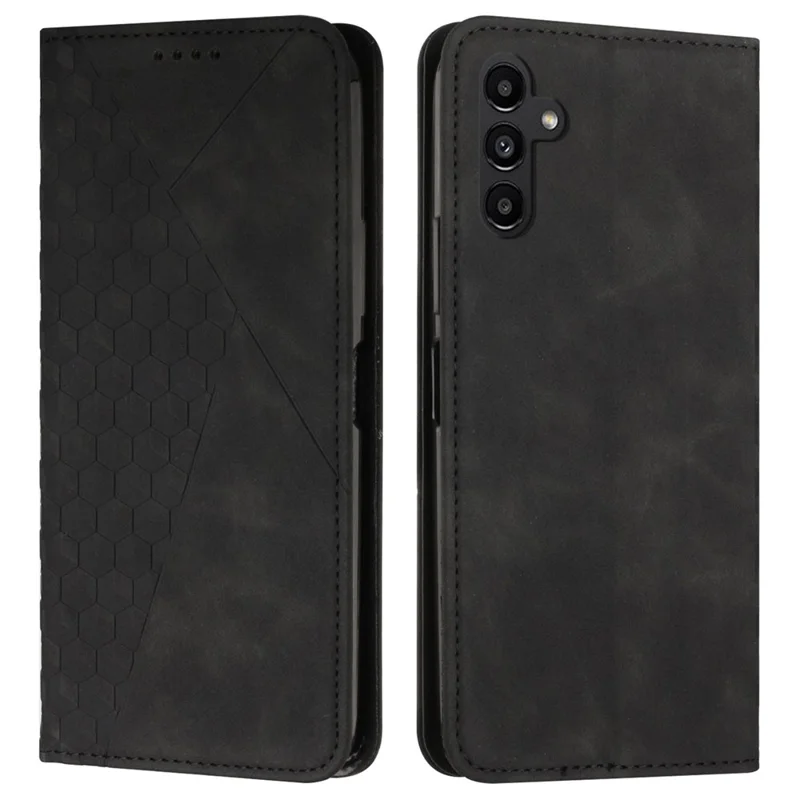 For Samsung Galaxy A25 5G (Global) (161.0 x 76.5 x 8.3mm) Cover PU Leather Imprinted Phone Wallet Case with Stand - Black