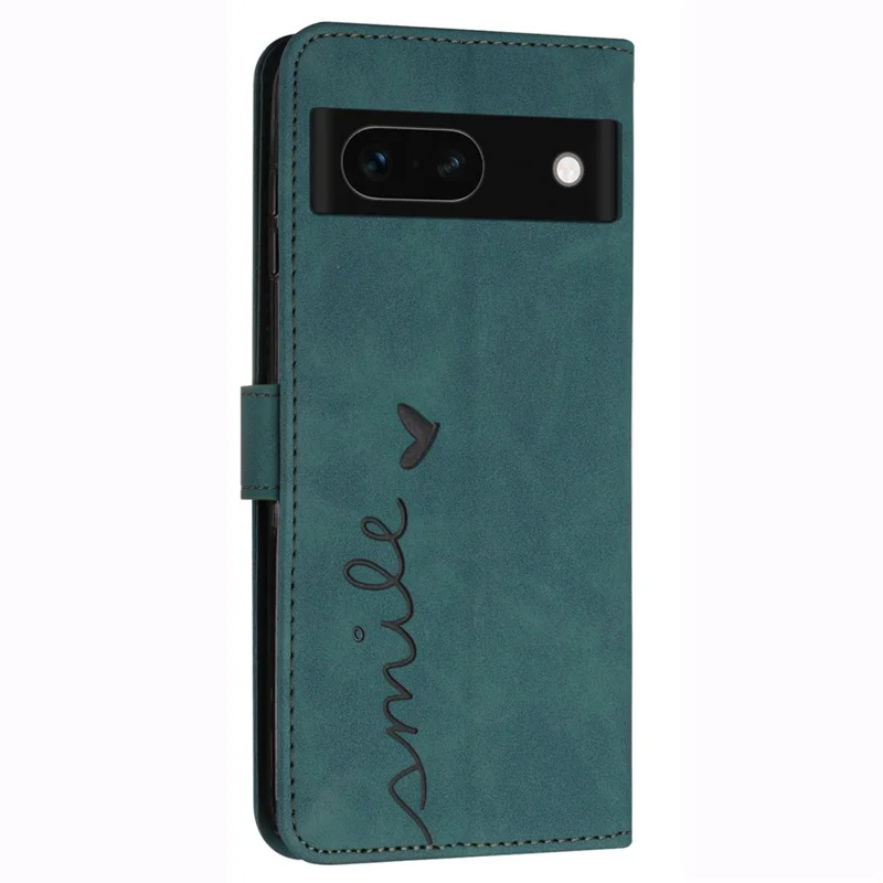 For Google Pixel 8a Cell Phone Case Skin-touch Wallet Imprinted Leather Cover - Green