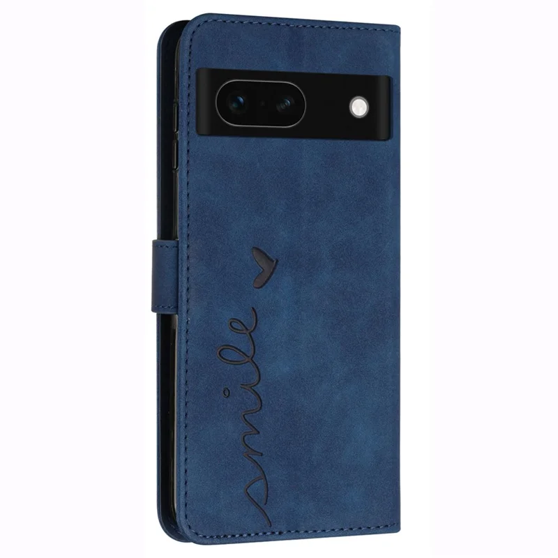 For Google Pixel 8a Cell Phone Case Skin-touch Wallet Imprinted Leather Cover - Sapphire