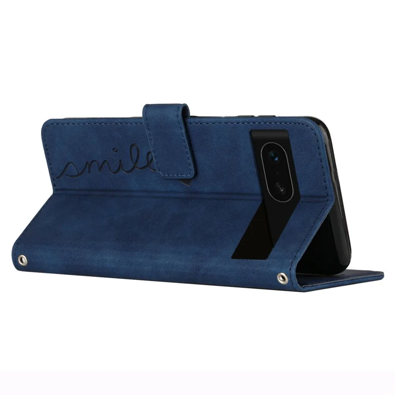 For Google Pixel 8a Cell Phone Case Skin-touch Wallet Imprinted Leather Cover - Sapphire