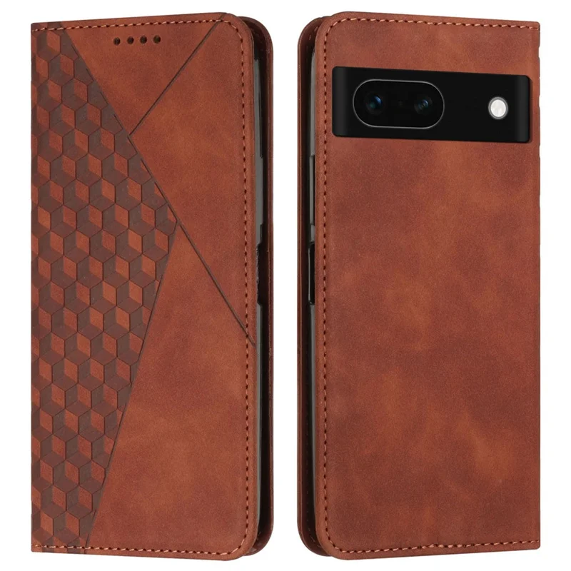 For Google Pixel 8a Cell Phone Case Magnetic Closing Flip Stand Wallet Leather Shell - Brown
