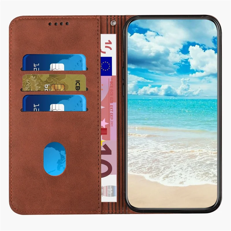 For Google Pixel 8a Cell Phone Case Magnetic Closing Flip Stand Wallet Leather Shell - Brown
