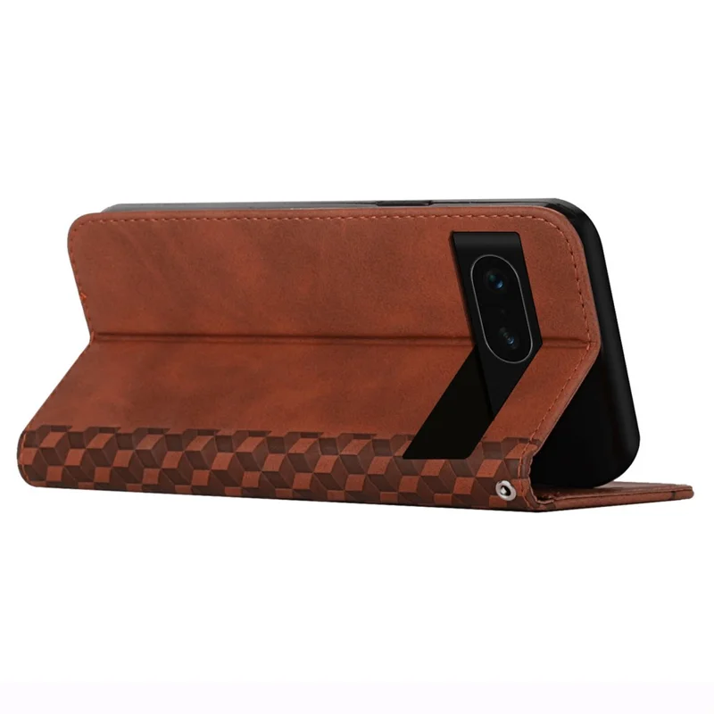 For Google Pixel 8a Cell Phone Case Magnetic Closing Flip Stand Wallet Leather Shell - Brown