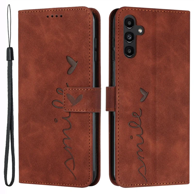 For Samsung Galaxy A25 5G (Global) (161.0 x 76.5 x 8.3mm) Cell Phone Case Magnetic Clasp Imprinted Leather Wallet Cover - Brown