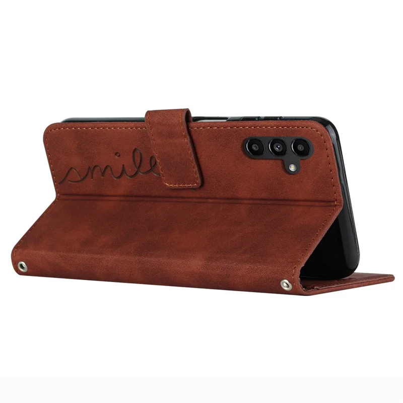 For Samsung Galaxy A25 5G (Global) (161.0 x 76.5 x 8.3mm) Cell Phone Case Magnetic Clasp Imprinted Leather Wallet Cover - Brown