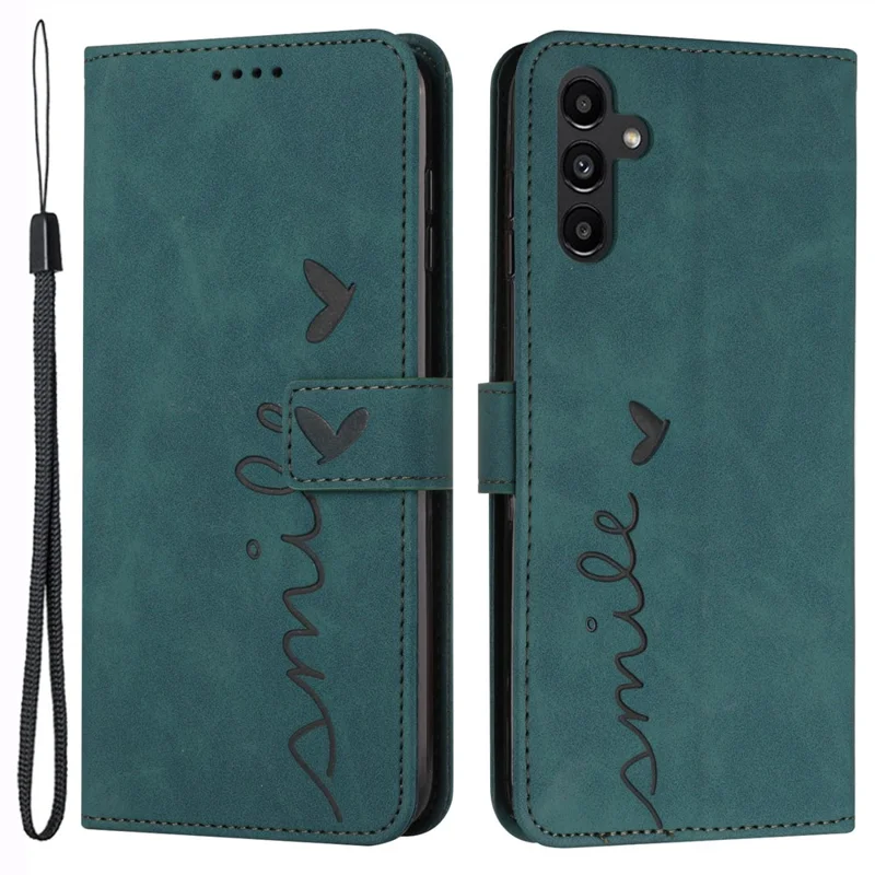 غطاء لهاتف Samsung Galaxy S25 / S24 بتصميم محفظة وحامل من الجلد بنعومة الملمس - أخضر