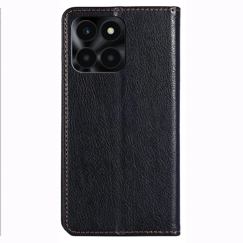 For Honor X6a 4G Cell Phone Case PU Leather Wallet Shockproof Flip Stand Cover - Black