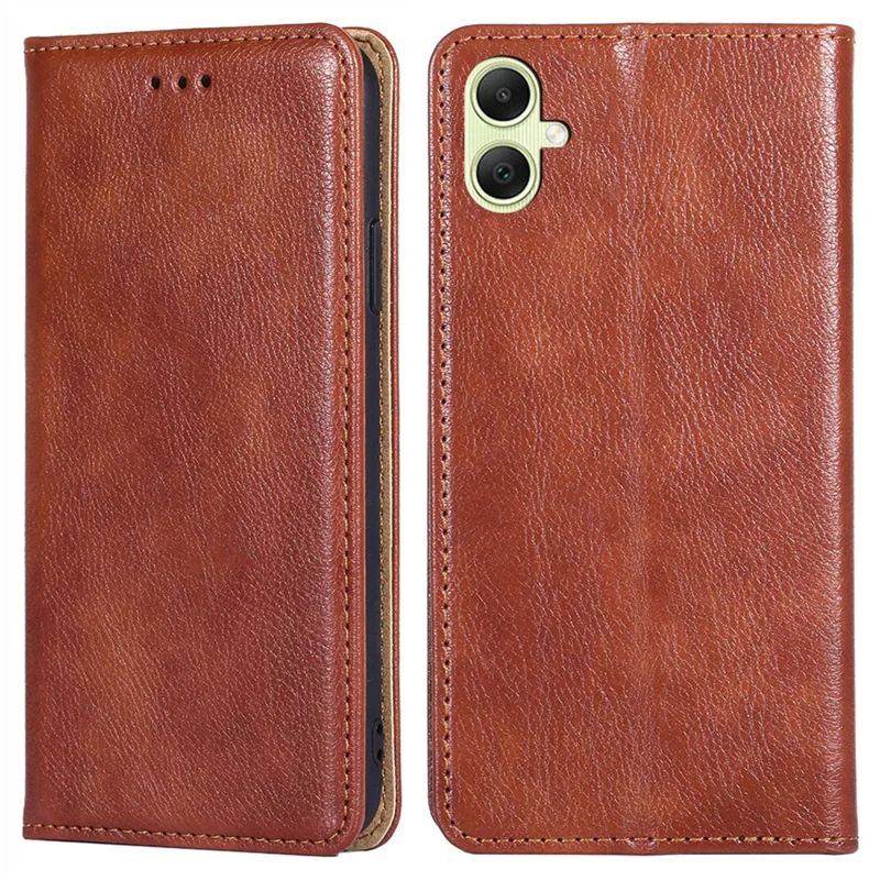 For Samsung Galaxy A05 4G Cover Magnetic Auto-closing Leather Cell Phone Case with Wallet - Brown