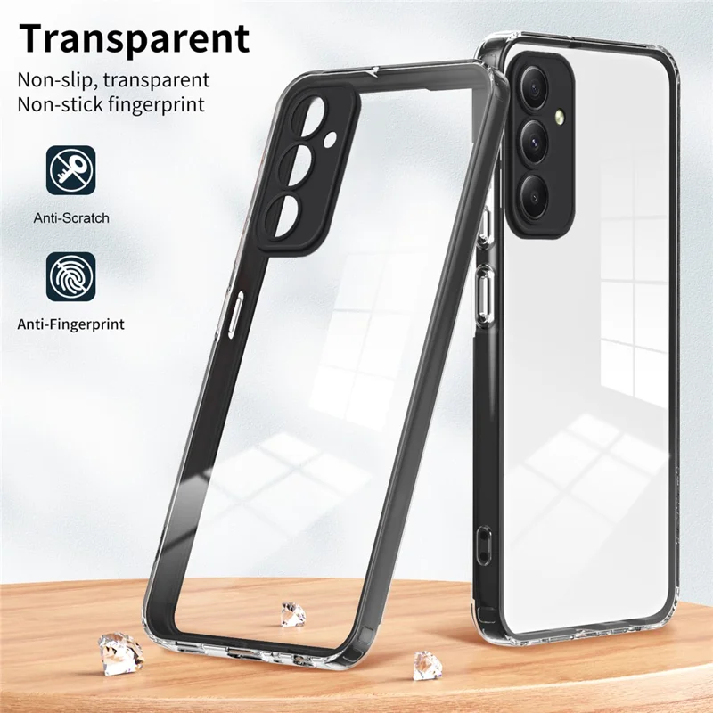 Para Samsung Galaxy M34 5G / F34 5G Capa Transparente TPU Quadro PC Traseiro Capa de Telefone - Preto