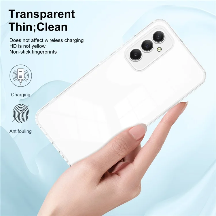 For Samsung Galaxy M34 5G / F34 5G Case Clear TPU Back PC Frame Phone Cover - White