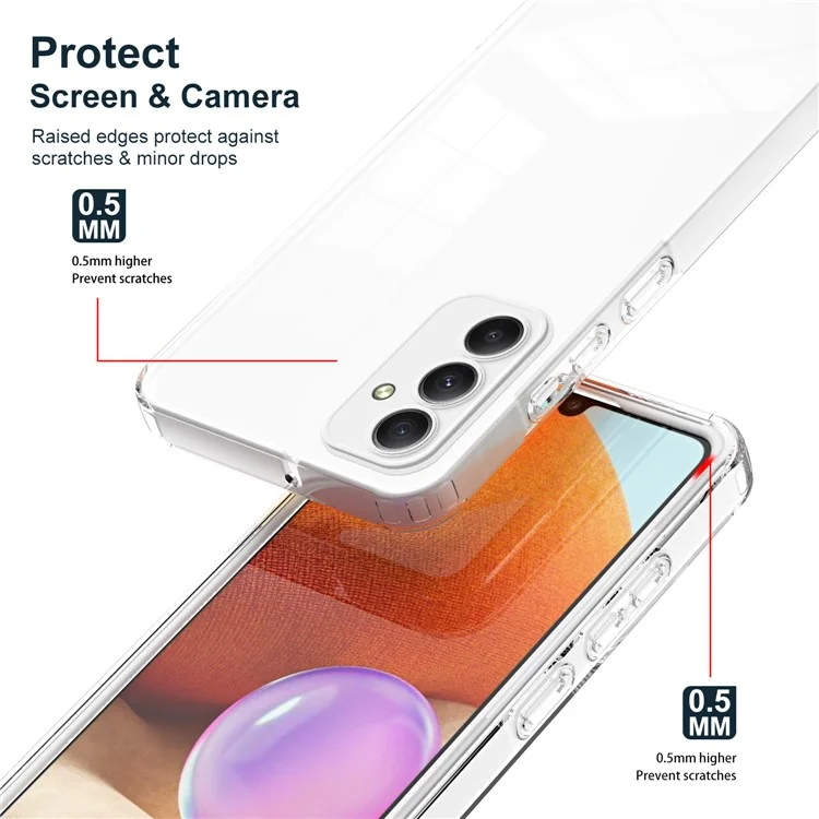 For Samsung Galaxy M34 5G / F34 5G Case Clear TPU Back PC Frame Phone Cover - White