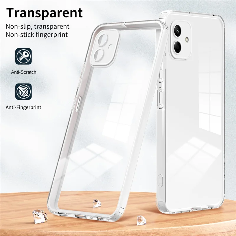 For Samsung Galaxy A05 4G Case TPU + PC Transparent Phone Back Cover - White