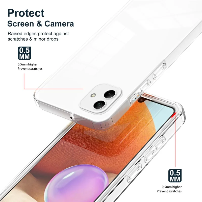 For Samsung Galaxy A05 4G Case TPU + PC Transparent Phone Back Cover - White