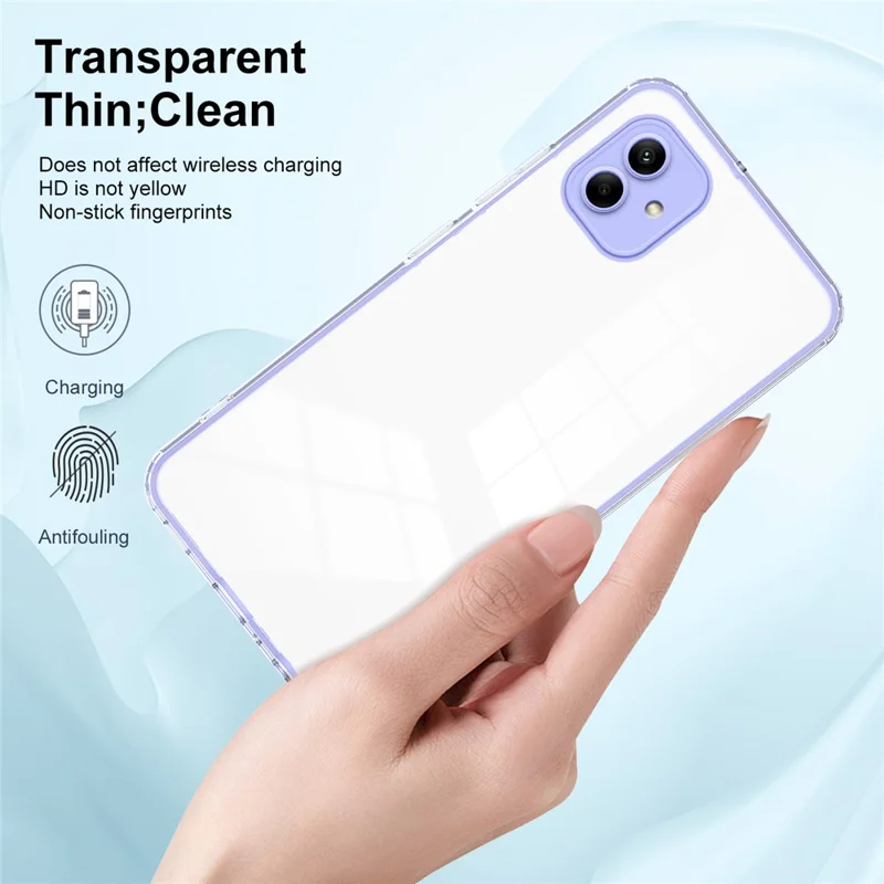 For Samsung Galaxy A05 4G Case TPU + PC Transparent Phone Back Cover - Purple