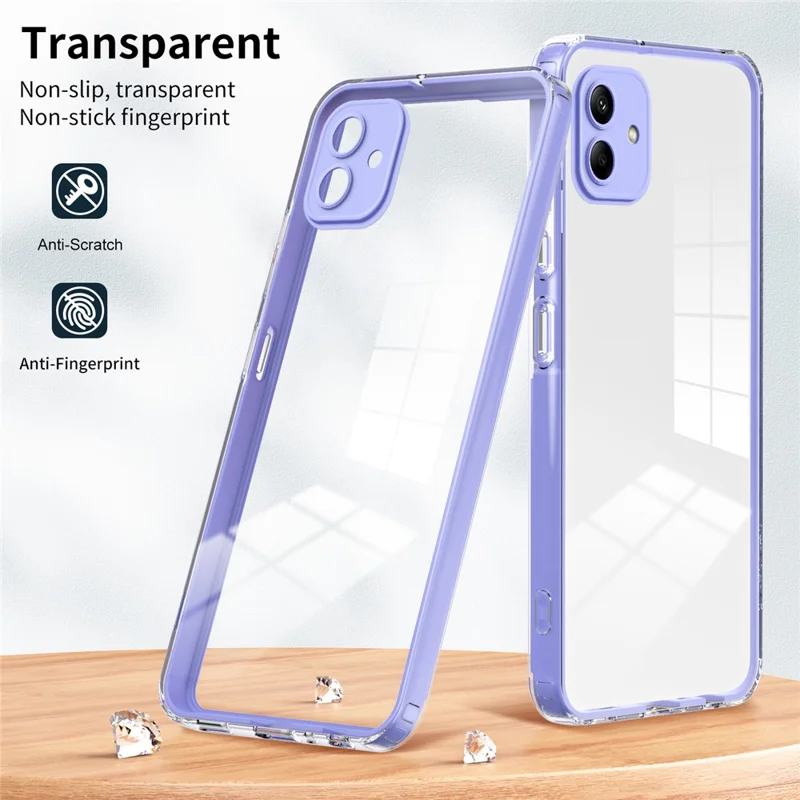For Samsung Galaxy A05 4G Case TPU + PC Transparent Phone Back Cover - Purple