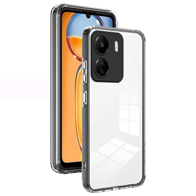 Für Xiaomi Redmi 13C 4G / Poco C65 4G Clear Case TPU + PC Handyhülle - Schwarz