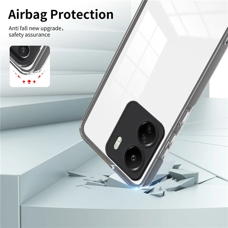 Für Xiaomi Redmi 13C 4G / Poco C65 4G Clear Case TPU + PC Handyhülle - Schwarz