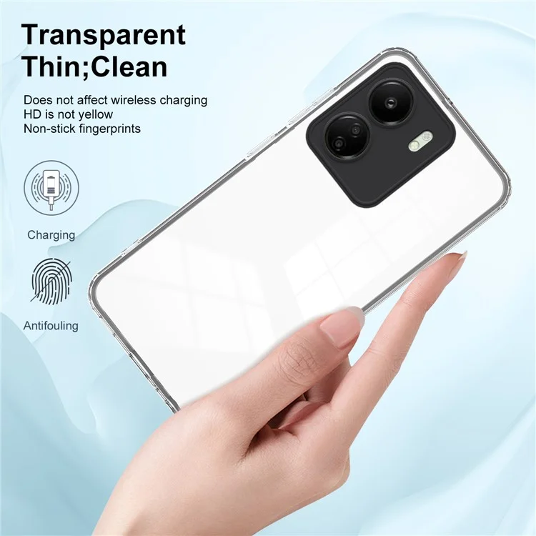 Für Xiaomi Redmi 13C 4G / Poco C65 4G Clear Case TPU + PC Handyhülle - Schwarz