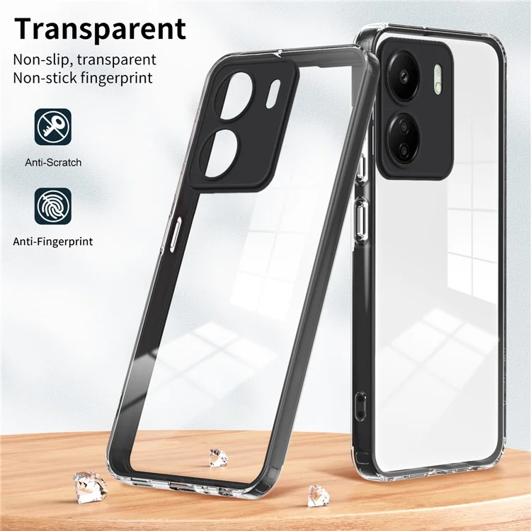 Für Xiaomi Redmi 13C 4G / Poco C65 4G Clear Case TPU + PC Handyhülle - Schwarz