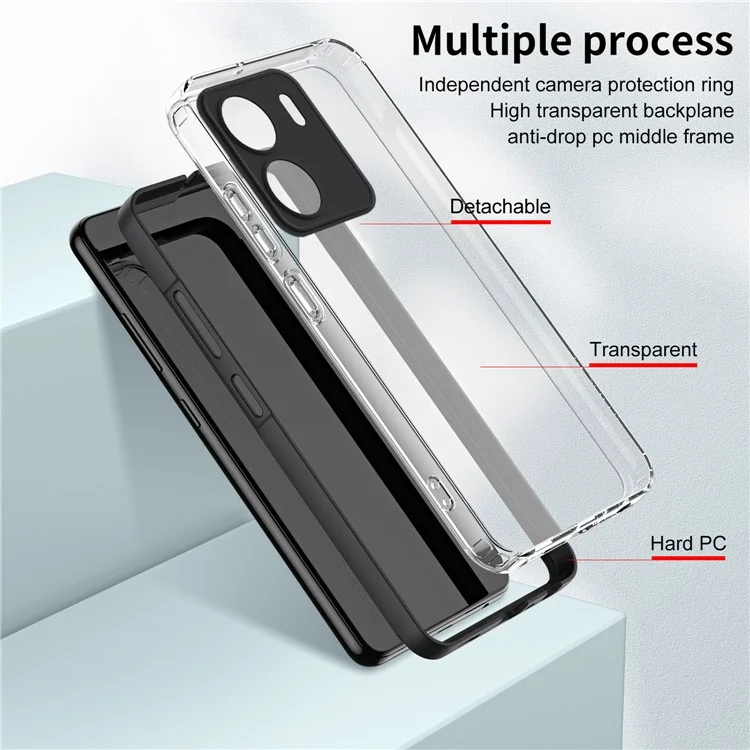 Für Xiaomi Redmi 13C 4G / Poco C65 4G Clear Case TPU + PC Handyhülle - Schwarz