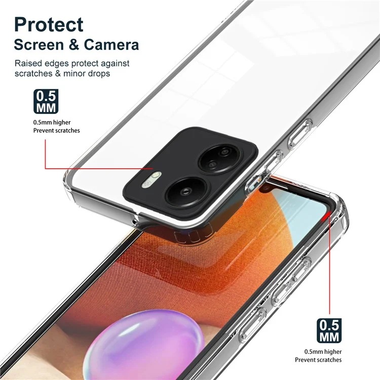 Für Xiaomi Redmi 13C 4G / Poco C65 4G Clear Case TPU + PC Handyhülle - Schwarz