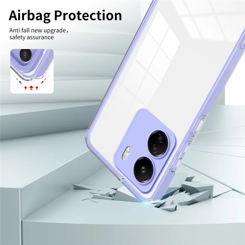 For Xiaomi Redmi 13C 4G / Poco C65 4G Clear Case TPU + PC Phone Cover - Purple