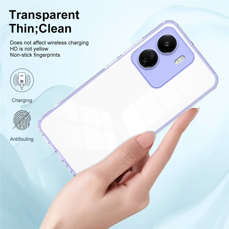 For Xiaomi Redmi 13C 4G / Poco C65 4G Clear Case TPU + PC Phone Cover - Purple