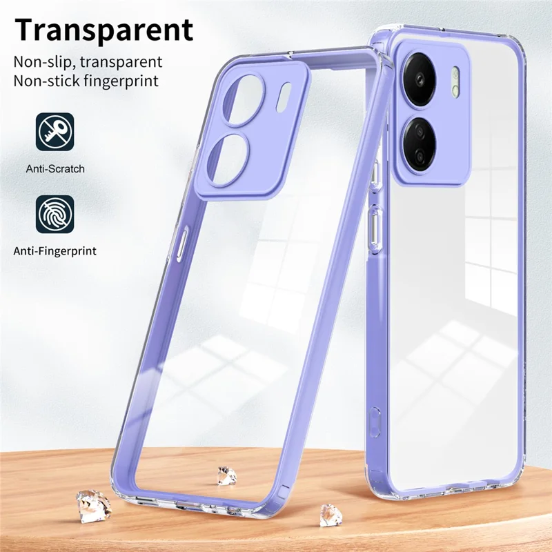 For Xiaomi Redmi 13C 4G / Poco C65 4G Clear Case TPU + PC Phone Cover - Purple