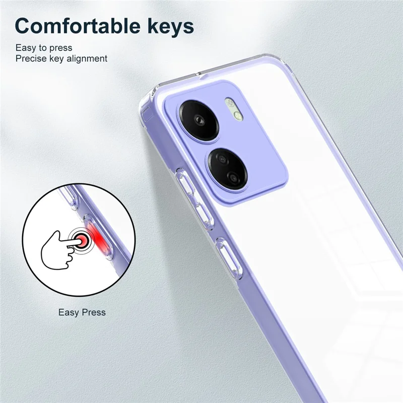 For Xiaomi Redmi 13C 4G / Poco C65 4G Clear Case TPU + PC Phone Cover - Purple