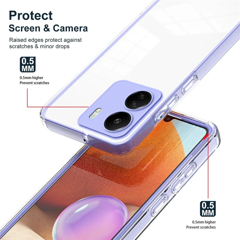 For Xiaomi Redmi 13C 4G / Poco C65 4G Clear Case TPU + PC Phone Cover - Purple