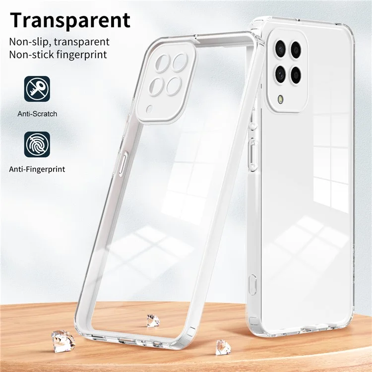 For Samsung Galaxy M53 5G Case Colorful Frame Clear Back Phone Cover - White