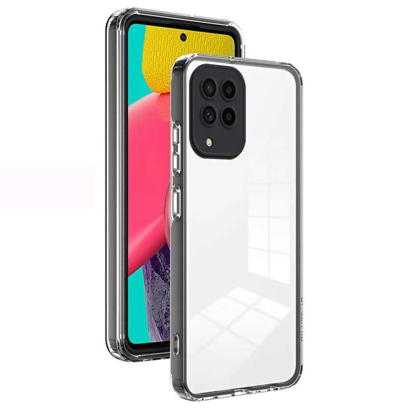 For Samsung Galaxy M53 5G Case Colorful Frame Clear Back Phone Cover - Black