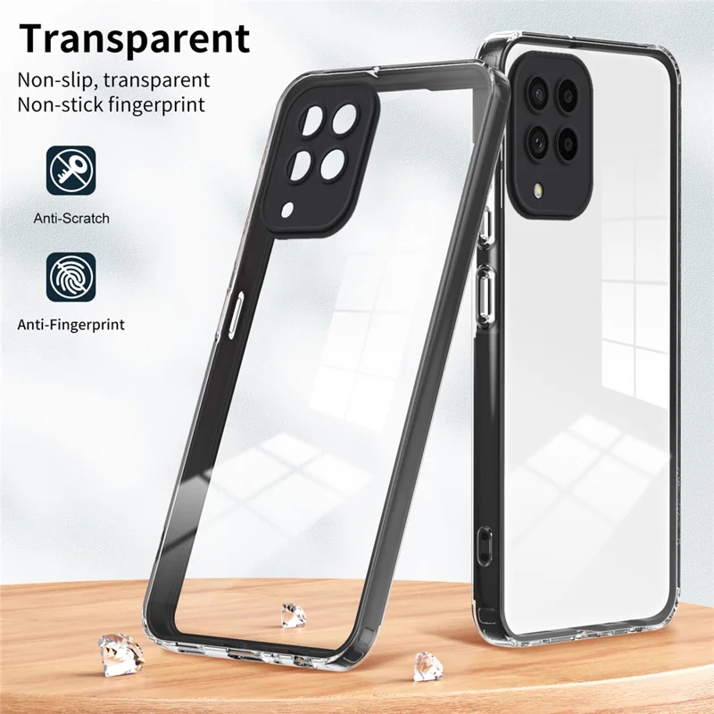 For Samsung Galaxy M53 5G Case Colorful Frame Clear Back Phone Cover - Black