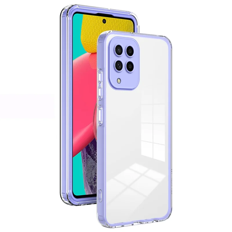 For Samsung Galaxy M53 5G Case Colorful Frame Clear Back Phone Cover - Purple