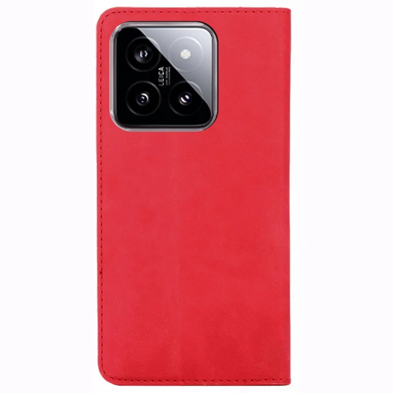 For Xiaomi 14 Case Leather Magnetic Phone Stand Shell Card Slots Mobile Phone Cover - Red