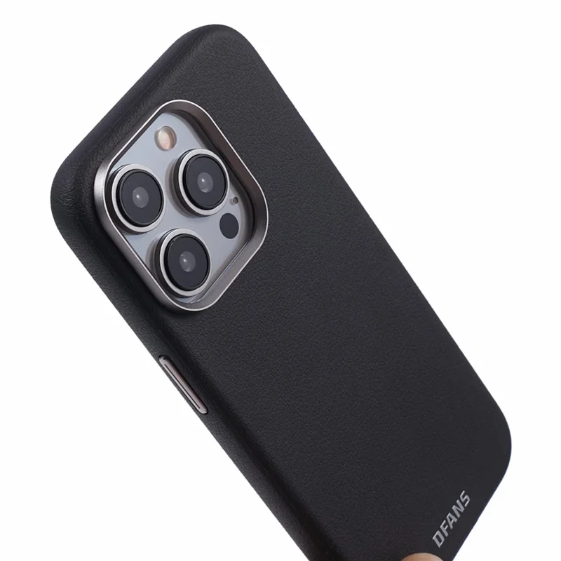 DFANS For iPhone 15 Pro Max Magnetic Case Compatible with MagSafe Leather Coated TPU+PC Cover - Black