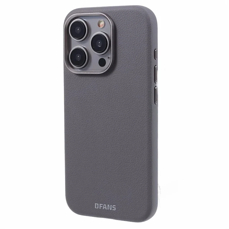 DFANS Для iPhone 15 Pro Магнитный чехол Кожаная задняя крышка, совместимый с MagSafe - Серый