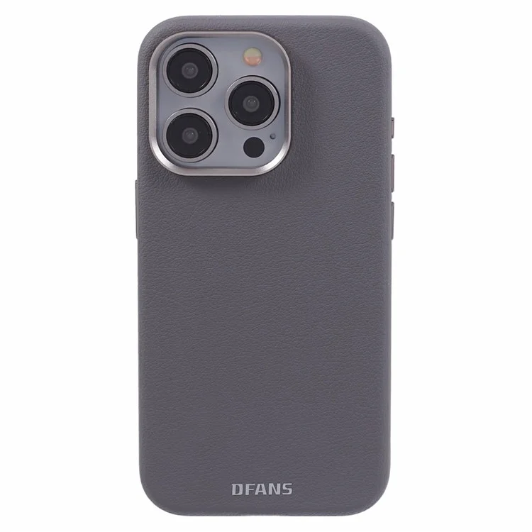 DFANS Для iPhone 15 Pro Магнитный чехол Кожаная задняя крышка, совместимый с MagSafe - Серый