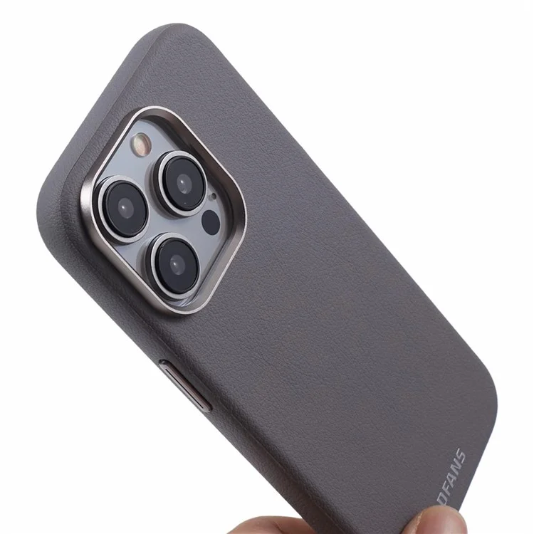 DFANS Для iPhone 15 Pro Магнитный чехол Кожаная задняя крышка, совместимый с MagSafe - Серый