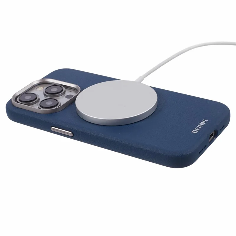 DFANS For iPhone 15 Pro Magnetic Case Leather Back Cover Compatible with MagSafe - Blue