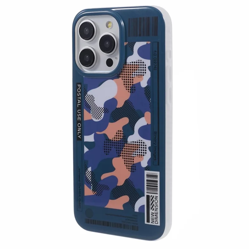 MUTURAL Camouflage Series for iPhone 15 Pro Case Creative Pattern PC+TPU Phone Cover Compatible with MagSafe - Dark Blue