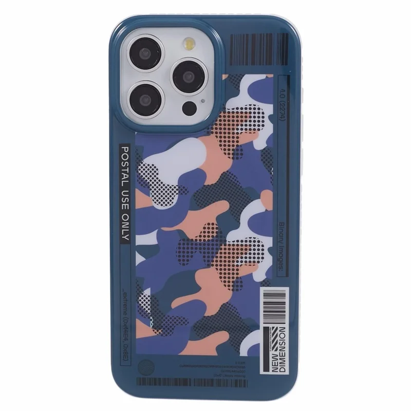 MUTURAL Camouflage Series for iPhone 15 Pro Case Creative Pattern PC+TPU Phone Cover Compatible with MagSafe - Dark Blue