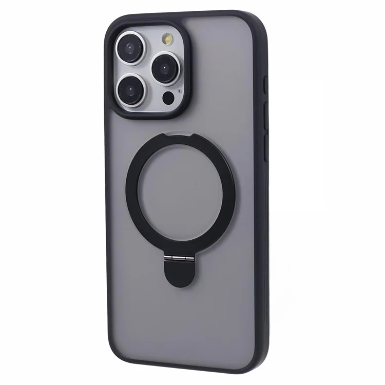 MUTURAL For iPhone 15 Pro Max Magnetic Case TPU+PC Kickstand Phone Cover - Black