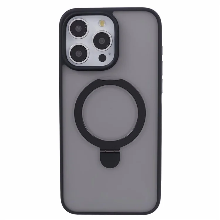 MUTURAL For iPhone 15 Pro Max Magnetic Case TPU+PC Kickstand Phone Cover - Black